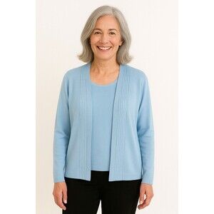 Sag Harbor Open Front Cardigan Sweater with Built In Tank 1X